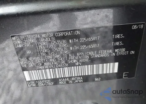 2018 Toyota Rav4 Le z USA, uszkodzony, nr VIN JTMBFREV9JJ248338